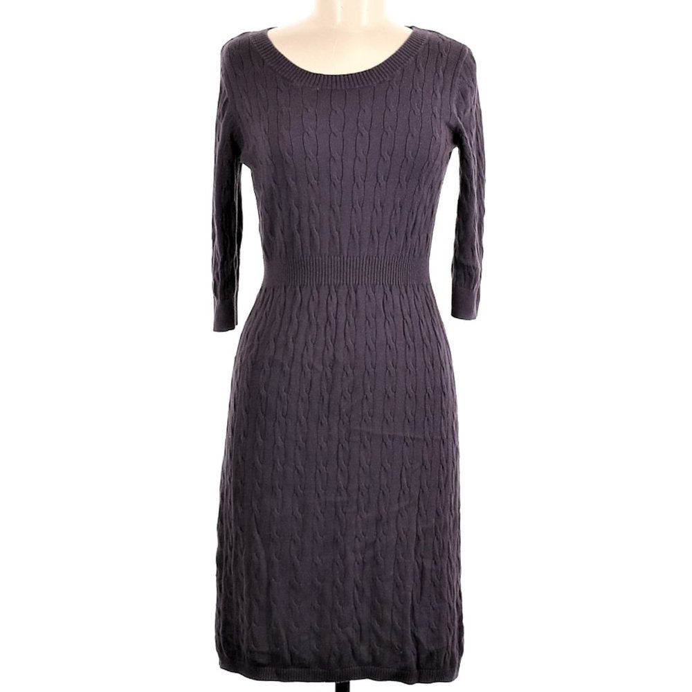 Cableknit Sweater Midi Dress Sz M NWT Brown